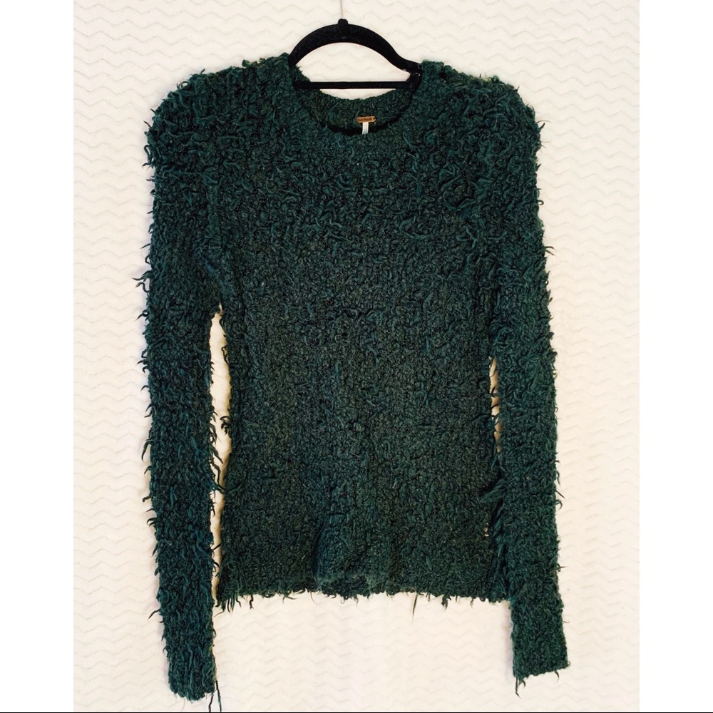 Free People Fuzzy Stretch Sweater Green Size XS